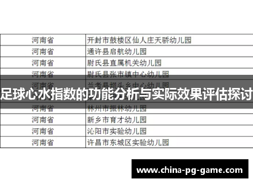 足球心水指数的功能分析与实际效果评估探讨